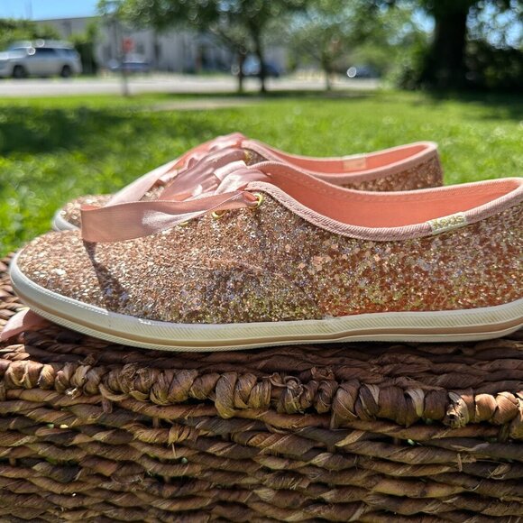 Keds x Kate Spade Rose Gold Sparkly Sneakers Size 7 - Picture 4 of 8